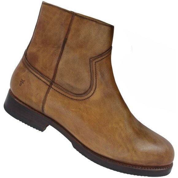 NEW Frye Mens Size 13 Cognac Brown Leather Chelsea Boots Zip Ankle